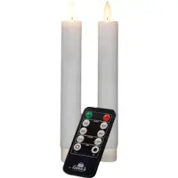 Annas collection Dinner Kerze Wachs führte bewegliche Flamme auf Batterie mit Fernbedienung 2 Stück h18 cm weiß (wit)