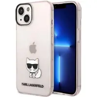 Karl Lagerfeld Hard Cover Choupette Body Logo Transparent Pink, f??r Apple iPhone 14 Plus, KLHCP14MC