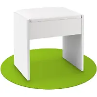 Juskys Schminktisch Hocker Melly – Sitzhocker aus Holz mit gepolstertem Kissen & Bezug aus Kunstleder – moderner Polsterhocker 40 x 30 x 43 cm in Weiß