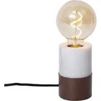 QAZQA - Moderne Tischleuchte I Tischlampe I Lampe I Leuchte Bronze mit weißem Marmor - Marissa I Wohnzimmer I Schlafzimmer - Marmor Rund - LED geeignet E27