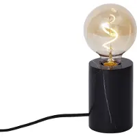 QAZQA - Moderne Tischleuchte I Tischlampe I Lampe I Leuchte Schwarz Marmor - Marissa I Wohnzimmer I Schlafzimmer - Marmor Rund - LED geeignet E27