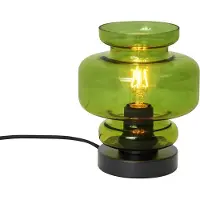 QAZQA Retro-Tischleuchte schwarz mit grünem Glas - Denise