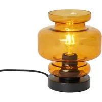 QAZQA Retro-Tischleuchte schwarz mit orangefarbenem Glas - Denise