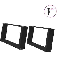 vidaXL Couchtischbeine U-Form 2 Stk. Schwarz 60x(30-31) cm Stahl