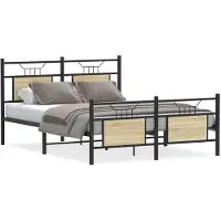 vidaXL Bettgestell ohne Matratze Sonoma-Eiche 140x190 cm Holzwerkstoff