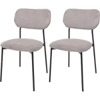 Mendler 2er-Set Esszimmerstuhl MCW-O26, Küchenstuhl Polsterstuhl Stuhl, Cord (330g/m²) Stoff/Textil Metall hellgrau