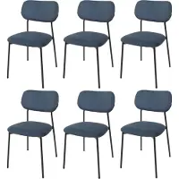 Mendler 6er-Set Esszimmerstuhl MCW-O26, Küchenstuhl Polsterstuhl Stuhl, Cord (330g/m²) Stoff/Textil Metall blau