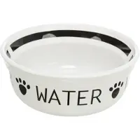 Trixie Drinkbak Hond Water Keramiek Wit / Zwart - 1,6 Ltr 20 Cm