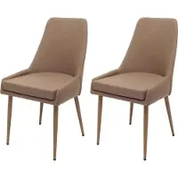 MCW 2er-Set Esszimmerstuhl MCW-O27, Küchenstuhl Polsterstuhl Stuhl, Stoff/Textil (280g/m²) Metall braun