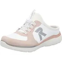 Rieker Damen Slipper sportlich Pastellfarben EVA-Sohle rutschfest Gummizug M5056, Größe:39 EU, Farbe:Weiß