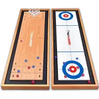 SportMe Brettspiel 3 in 1: Shuffleboard, Curling & Bowling, 113 x 35 x 3,2 cm