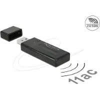 DeLOCK 12463, Kabellos, USB, WLAN, Wi-Fi 5 (802.11ac), 867 Mbit/s, Schwarz