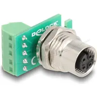 DeLOCK M12 Übergabemodul Adapter 4 Pin A-kodiert Buchse zu 5 Pin Terminalblock zum Einbau
