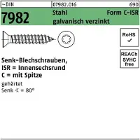 FAST-X Senkblechschraube DIN 7982 m.Innensechsrund/Spitze 4,8 x 60 -C-T25 Stahl galvanisch verzinkt