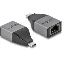 DeLOCK USB Type-C Adapter zu Gigabit LAN 10/100/1000 Mbps – kompaktes Design, Kabelgebunden, USB Typ-C, Ethernet, 1000 Mbit/s, Grau