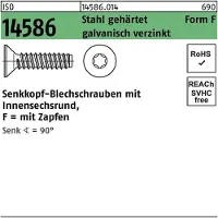 Hörger & Geßler Senkblechschraube ISO 14586 m.Innensechsrund/Zapfen 4,2 x 45 -F Stahl gehärtet galvanisch verzinkt