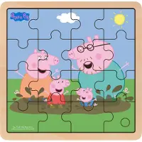 Barbo Toys Peppa Wutz Holzpuzzle 16 Teile Matsch