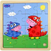 Barbo Toys Peppa Wutz Holzpuzzle Dinosaurier 16 Teile