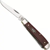 Case Knives Case Mini Trapper Smooth Dark Red Burlap Micarta, 12271, 10207 Carbon Steel Taschenmesser