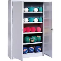 C+P Ballschrank mit Vollblech-Flügeltüren (Typ 3), HxBxT 195x150x50 cm, Ergo-Lock Muldengriff, Verkehrsgelb (RAL 1023), Lichtgrau (RAL 7035), Einzelschließung