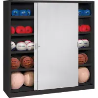 C+P Ballschrank mit Vollblech-Schiebetüren (Typ 4), HxBxT: 195x120x60 cm, Lichtgrau (RAL 7035), Anthrazit (RAL 7021), Einzelschließung