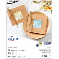 Avery bedruckbare leere quadratische Etiketten, 5,1 x 5,1 cm, glnzendes Wei, 120 anpassbare Etiketten (22565)