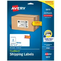 Avery Druckbare leere Versandetiketten, 2,5" x 4", Weiß, 200 Etiketten, Tintenstrahldrucker, permanente Haftung (5815)