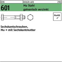 FAST-X Sechskantschraube DIN 601 m.Sechskantmutter M 14 x 70 Mu Stahl 4.6 galvanisch verzinkt