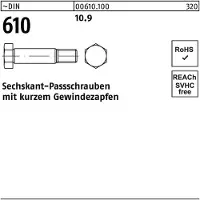 Hörger & Geßler Sechskantpassschraube DIN 610 m.kurzem Gewindezapfen M 8 x 35 10.9
