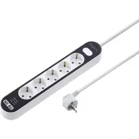 Sygonix SY-4538276 Steckdosenleiste mit Schalter 5fach Weiß, Schwarz Schutzkontakt 1 St.