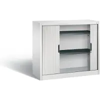 C+P Rollladenschrank Omnispace, 2 OH, abschließbar, B 1200 x T 420 x H 1030 mm, Stahl/Kunststoff, lichtgrau