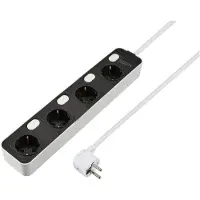 Sygonix SY-6118236 Steckdosenleiste mit Schalter 4fach Schwarz, Weiss Schutzkonta