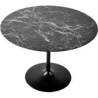 SalesFever Esstisch rund Ø 110 cm | Tischplatte MDF Marmoroptik | Gestell Metall | B 110 x T 110 x H 75 cm | schwarz