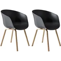 SalesFever Schalenstuhl 2er-Set | Kunststoff Schalensitz | Gestell Metall Holz-Optik | B 54,5 x T 54 x H 77,5 cm | schwarz