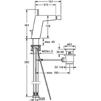 Hansa Hansaloft Bidetarmatur, seitenbedient, mit Ablaufgarnitur, Ausladung: 141mm, chrom, 57583203