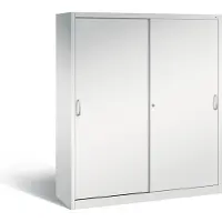 C+P Schiebetüren-Werkzeugschrank Acurado, B 1600 x T 500 x H 1950 mm, je Fachboden 70 kg, Stahl, lichtgrau