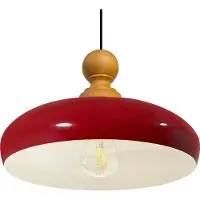 Bamyum Androa Pendellampe Holz 40 cm Lampe 1-flammig Esszimmerlampe Industrial , Deckenleuchte Innen Metall Industrielampe Vintage, Küchenlampe - Rot