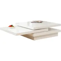 SalesFever Couchtisch rechteckig | 360 Grad drehbar | MDF-Holz | B 120 x T 80 x H 30 cm | weiß