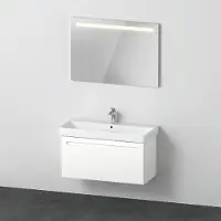 Duravit Badmöbel-Set No.1 BxHxT 100 x 200 x 45 cm Frontfarbe weiß mit Waschtisch weiß und Waschtischunterschrank Spiegel