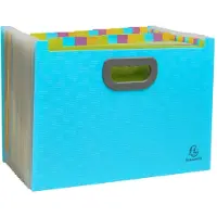 Exacompta 55199E 4x Offene Dokumententasche Maxi, 24 Fächer, Recycling-PP, Kollektion Pop'N Co - Cyan