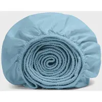 Yumeko Spannbettlaken Gewaschene Perkal-Baumwolle 90x200 Blau - Eco, Bio & Fairtrade