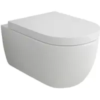 Alpenberger Moderne Toilette | Wand WC Spülrandlos | Keramik Hänge WC Komplettset mit WC Deckel mit Absenkautomatik | Nano Beschichtete Gäste WC Toilettenschüssel Passend zu Geberit (9024)