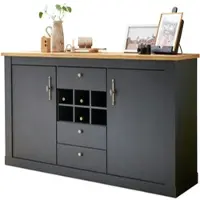 Furn.Design Sideboard "Ribera" in grau Wotan Eiche Landhaus Kommode mit Flaschenregal, Soft-Close 169x104