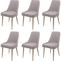 Mendler 6er-set Esszimmerstuhl MCW-O27, Küchenstuhl Polsterstuhl Stuhl, Stoff/Textil (280g/m²) Metall hellgrau