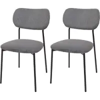MCW 2er-Set Esszimmerstuhl MCW-O26, Küchenstuhl Polsterstuhl Stuhl, Cord (330g/m²) Stoff/Textil Metall dunkelgrau