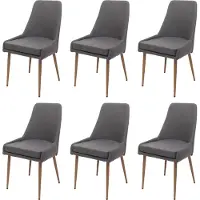 Mendler 6er-Set Esszimmerstuhl MCW-O27, Küchenstuhl Polsterstuhl Stuhl, Stoff/Textil (280g/m²) Metall dunkelgrau