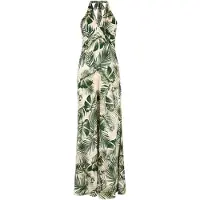 Apricot Druckkleid "Tropical Satin Kleid" mit Neckholder