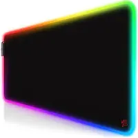 Titanwolf RGB Gaming Mauspad, Mousepad XL 800 x 300mm verbessert Präzision & Geschwindigkeit, Emblem rot