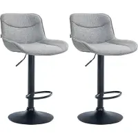 CLP 2er Set Barhocker Vonore Stoff Stoff HBT: 85x49x51 cm grau schwarz