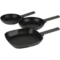 Berlinger Haus Haus 3-teiliges Bratpfannen Set Ø 20/24cm + 28 cm Grillpfanne matt Anthracite Collection